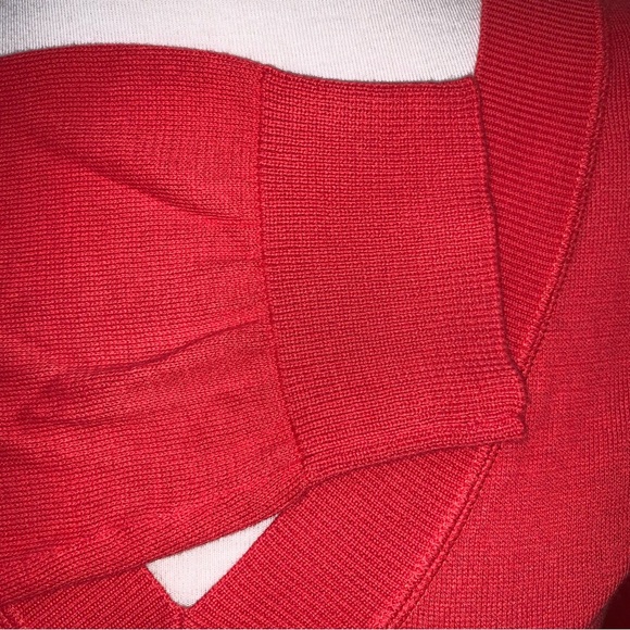 Ann Taylor LOFT Sz M 3/4 Sleeve V-neck Lightweight Pullover Knit Sweater Orange - Picture 3 of 6